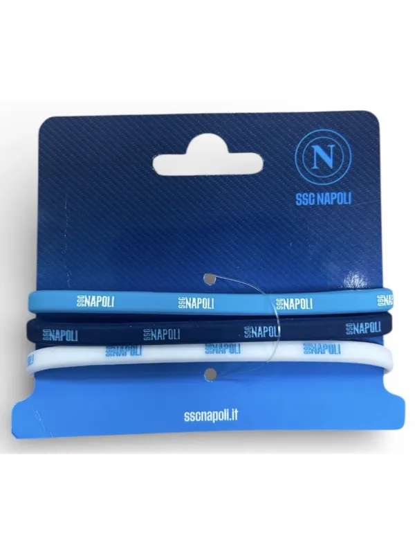Acquista ora SET 3 BRACCIALETTI PICCOLI IN SILICONE VARI COLORI CON SCRITTA SSC NAPOLI GIEMME NA1255 su nonsolointimo1994.com