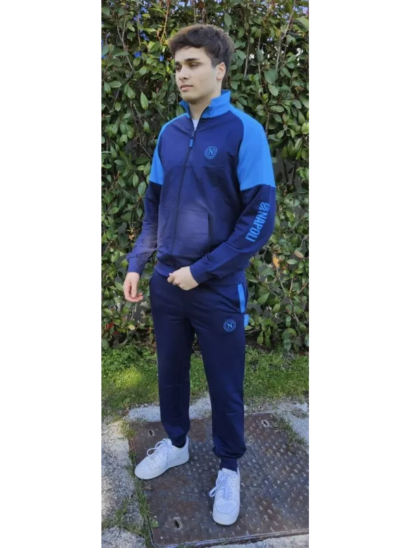 Acquista ora TUTA UOMO DA PASSEGGIO COTONE 100% FRENCH TERRY FULL ZIP COLLECTION 2025 HERMET SSC NAPOLI FLPNF102060 PTLNF102060
