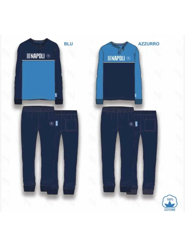 Acquista ora PIGIAMA RAGAZZO SOTTUOMO MANICA LUNGA COTONE 100% COLLECTION 2025 HERMET SSC NAPOLI PIGNT202110 su nonsolointimo199