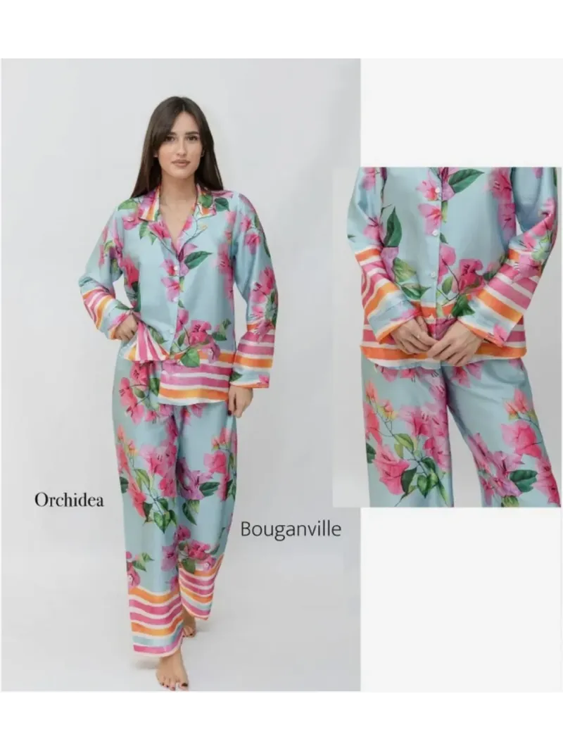 Acquista ora PIGIAMA DONNA APERTO AVANTI RASO IN VISCOSA FILO D'ANGELO Buganville su nonsolointimo1994.com