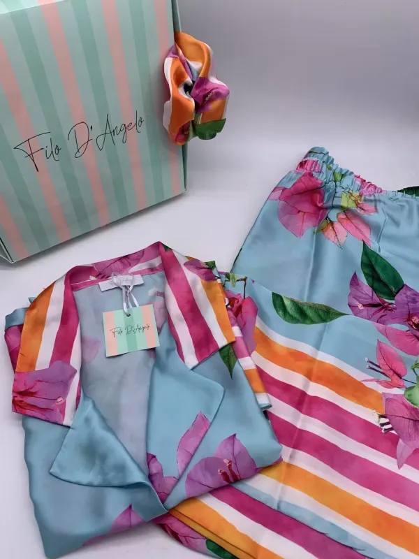 Acquista ora PIGIAMA DONNA APERTO AVANTI RASO IN VISCOSA FILO D'ANGELO Buganville su nonsolointimo1994.com