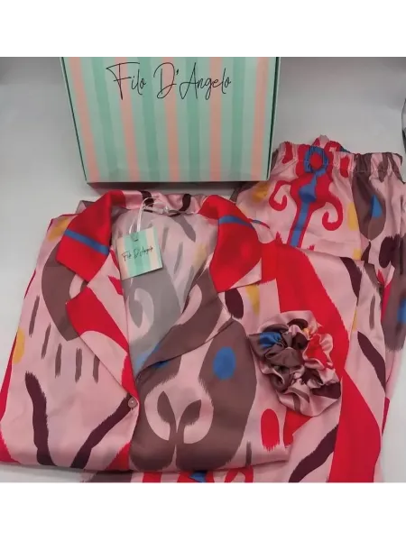 Acquista ora PIGIAMA DONNA APERTO AVANTI RASO IN VISCOSA FILO D'ANGELO Tribal su nonsolointimo1994.com