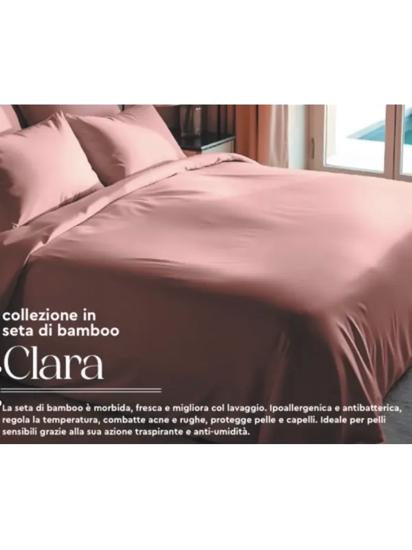 Acquista ora COMPLETO LETTO MATRIMONIALE SETA DI BAMBOO Clara su nonsolointimo1994.com