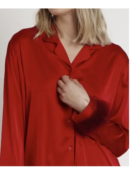 Acquista ora PIGIAMA DONNA LUNGO APERTO AVANTI RASO CON PIUME AI POLSI ADMAS 62911 su nonsolointimo1994.com 2