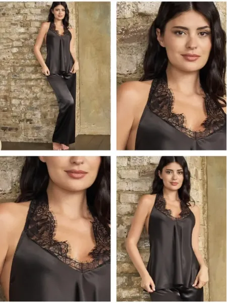 Acquista ora TOP + PANTALONE DONNA IN RASO LOVE AND BRA su nonsolointimo1994.com