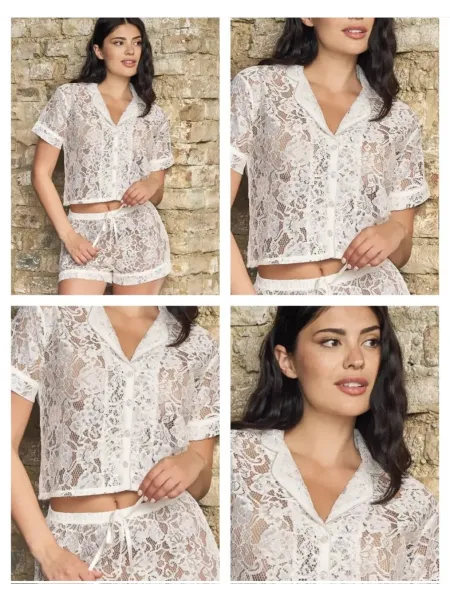 Acquista ora CAMICIA + SHORT IN PIZZO DONNA LOVE AND BRA su nonsolointimo1994.com