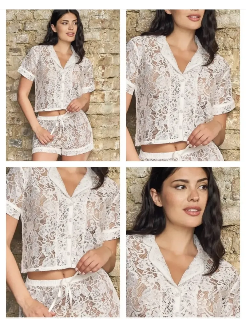 Acquista ora CAMICIA + SHORT IN PIZZO DONNA LOVE AND BRA su nonsolointimo1994.com