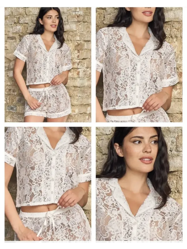 Acquista ora CAMICIA + SHORT IN PIZZO DONNA LOVE AND BRA su nonsolointimo1994.com