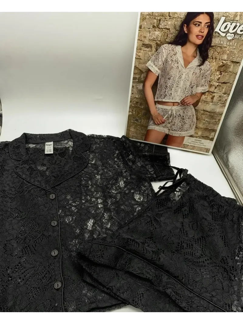 Acquista ora CAMICIA + SHORT IN PIZZO DONNA LOVE AND BRA su nonsolointimo1994.com