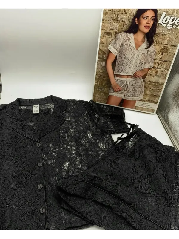 Acquista ora CAMICIA + SHORT IN PIZZO DONNA LOVE AND BRA su nonsolointimo1994.com