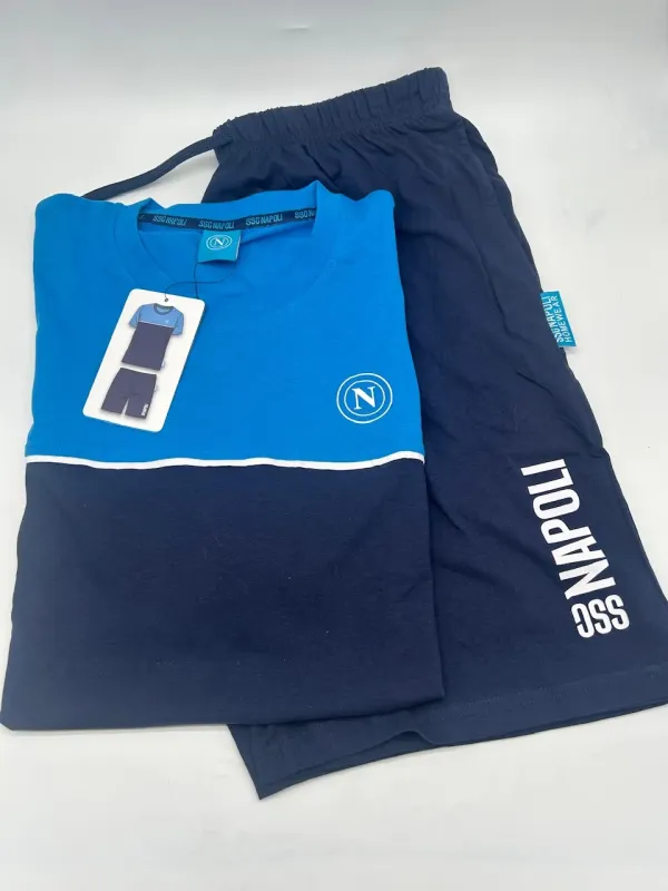 Acquista ora PIGIAMA COMPLETO UOMO COTONE 100% MEZZA MANICA PANTALONCINO COLLEZIONE 2025 HERMET SSC NAPOLI PGCNJ102130 su nonsol