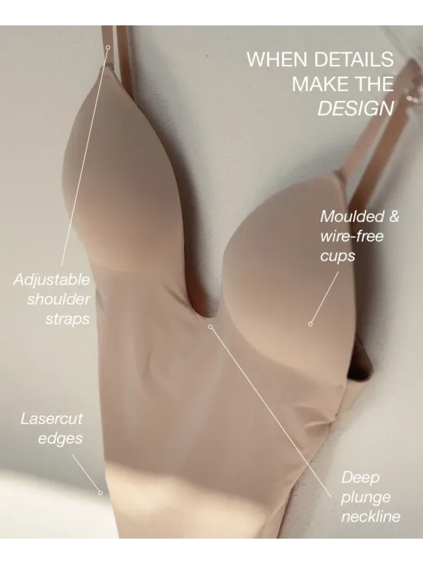 Acquista ora BODY MODELLANTE SCOLLATURA PROFONDA TAGLIO LASER MICROFIBRA BYE BRA Sculpting bodysuit su nonsolointimo1994.com