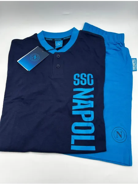 Acquista ora PIGIAMA COMPLETO UOMO COTONE 100% MEZZA MANICA PANTALONCINO COLLEZIONE 2025 HERMET SSC NAPOLI PGCNJ102115 su nonsol 2