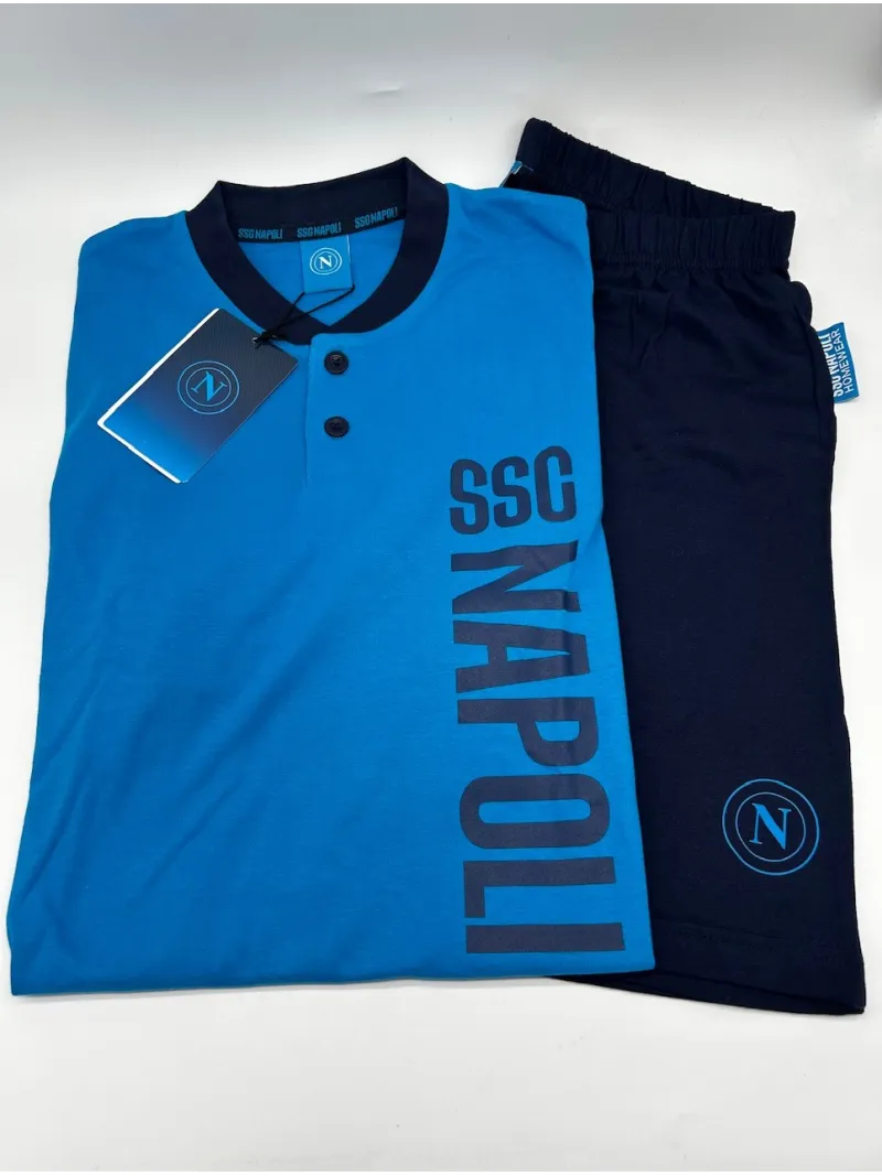 Acquista ora PIGIAMA COMPLETO UOMO COTONE 100% MEZZA MANICA PANTALONCINO COLLEZIONE 2025 HERMET SSC NAPOLI PGCNJ102115 su nonsol
