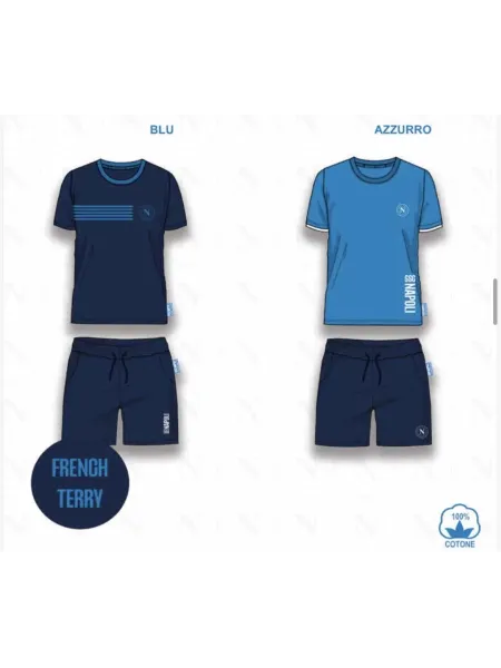 Acquista ora PIGIAMA COMPLETO UOMO COTONE 100% MEZZA MANICA PANTALONCINO COLLEZIONE 2025 HERMET SSC NAPOLI PGCNJ102130 su nonsol 2
