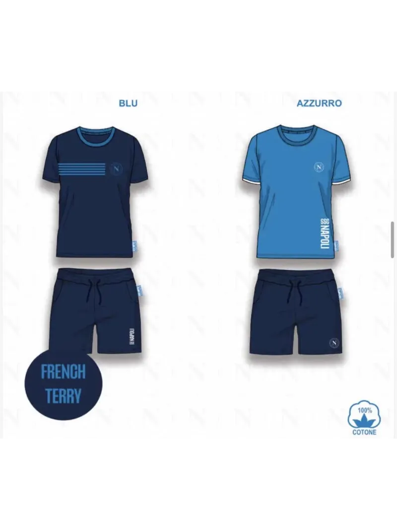 Acquista ora PIGIAMA COMPLETO UOMO COTONE 100% MEZZA MANICA PANTALONCINO COLLEZIONE 2025 HERMET SSC NAPOLI PGCNJ102130 su nonsol