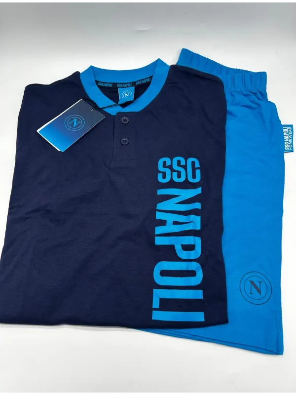 Acquista ora PIGIAMA COMPLETO UOMO COTONE 100% MEZZA MANICA PANTALONCINO COLLEZIONE 2025 HERMET SSC NAPOLI PGCNJ102115 su nonsol