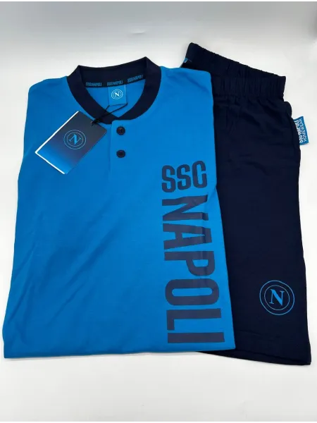Acquista ora PIGIAMA COMPLETO UOMO COTONE 100% MEZZA MANICA PANTALONCINO COLLEZIONE 2025 HERMET SSC NAPOLI PGCNJ102115 su nonsol 2