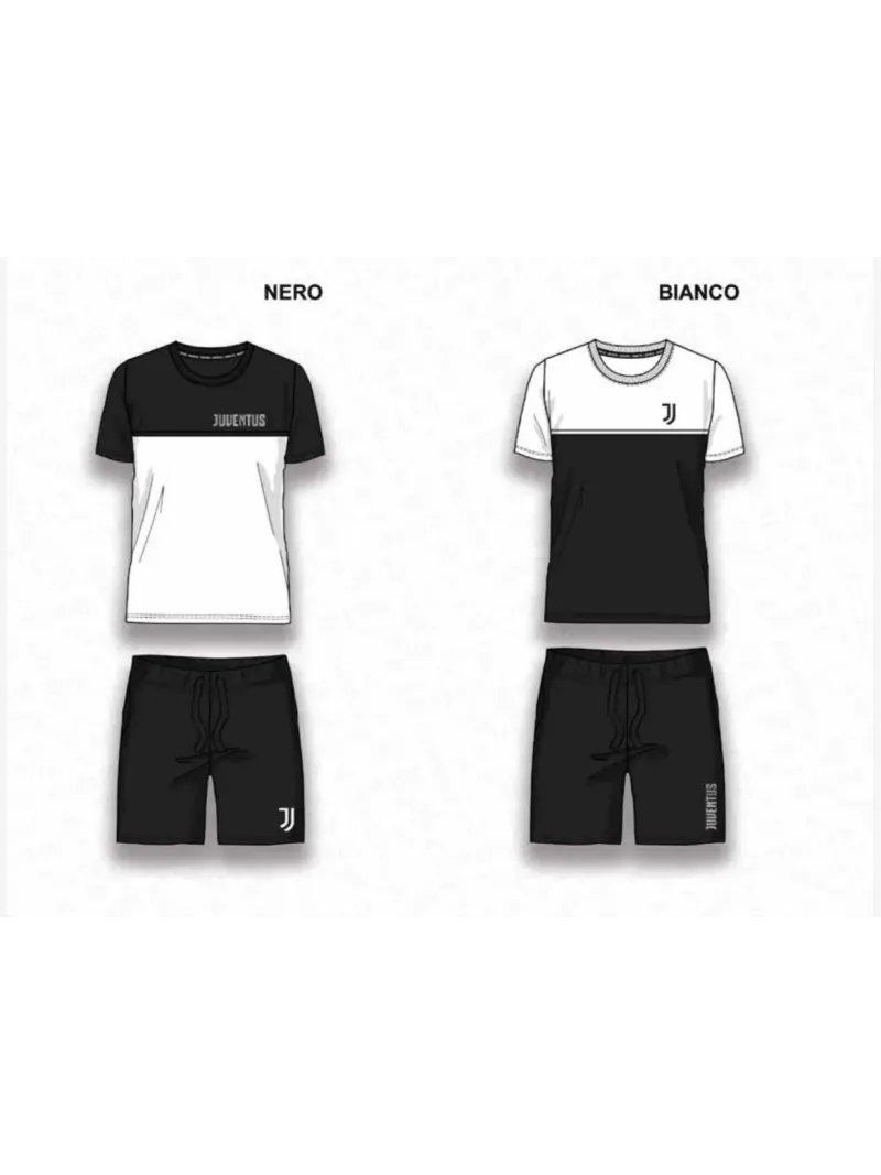 Acquista ora PIGIAMA COMPLETO RAGAZZO SOTTUOMO COTONE 100% MEZZA MANICA PANTALONCINO COLLEZIONE 2025 HERMET FC JUVENTUS PGCJJ203