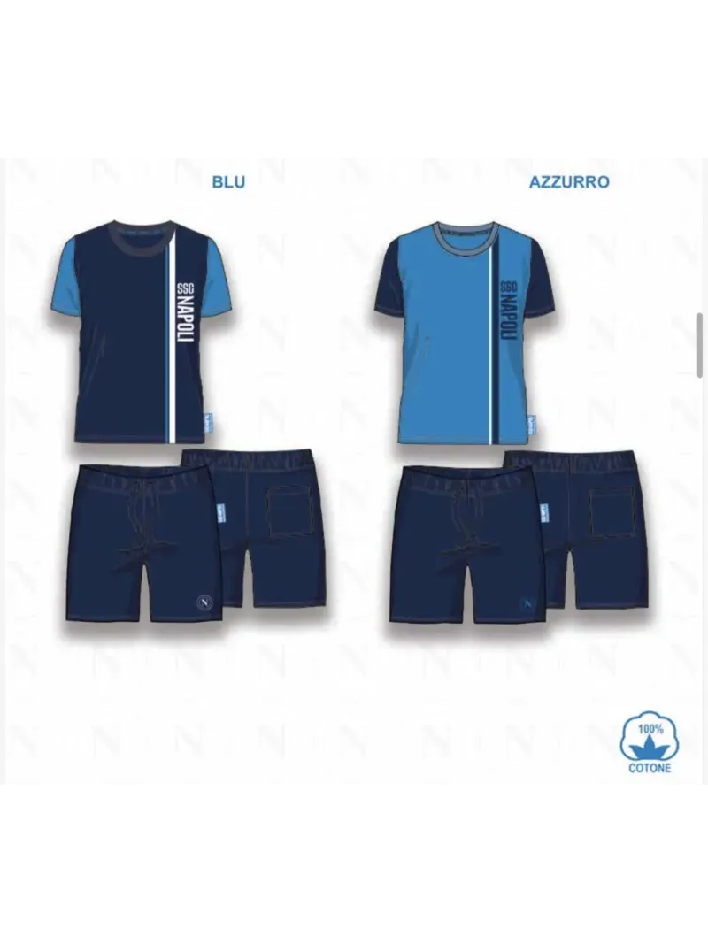 Acquista ora PIGIAMA COMPLETO UOMO COTONE 100% MEZZA MANICA PANTALONCINO COLLEZIONE 2025 HERMET SSC NAPOLI PGCNJ102125 su nonsol