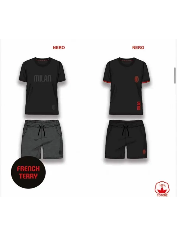 Acquista ora PIGIAMA UOMO COTONE 100% MEZZA MANICA PANTALONCINO COLLEZIONE 2025 HERMET AC MILAN PGCMJ102030 su nonsolointimo1994