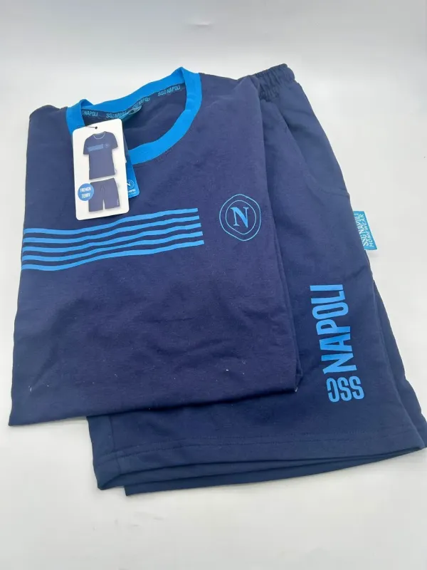 Acquista ora PIGIAMA COMPLETO UOMO COTONE 100% MEZZA MANICA PANTALONCINO COLLEZIONE 2025 HERMET SSC NAPOLI PGCNJ102130 su nonsol