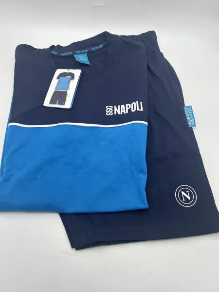 Acquista ora PIGIAMA COMPLETO UOMO COTONE 100% MEZZA MANICA PANTALONCINO COLLEZIONE 2025 HERMET SSC NAPOLI PGCNJ102130 su nonsol 2