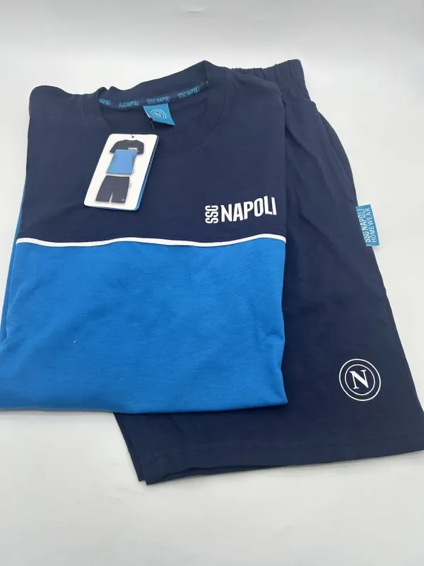 Acquista ora PIGIAMA COMPLETO UOMO COTONE 100% MEZZA MANICA PANTALONCINO COLLEZIONE 2025 HERMET SSC NAPOLI PGCNJ102130 su nonsol