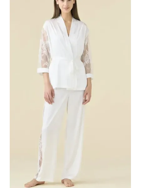 Acquista ora TOP + PANTALONE + KIMONO RASO DONNA NOI DI NOTTE Bride su nonsolointimo1994.com