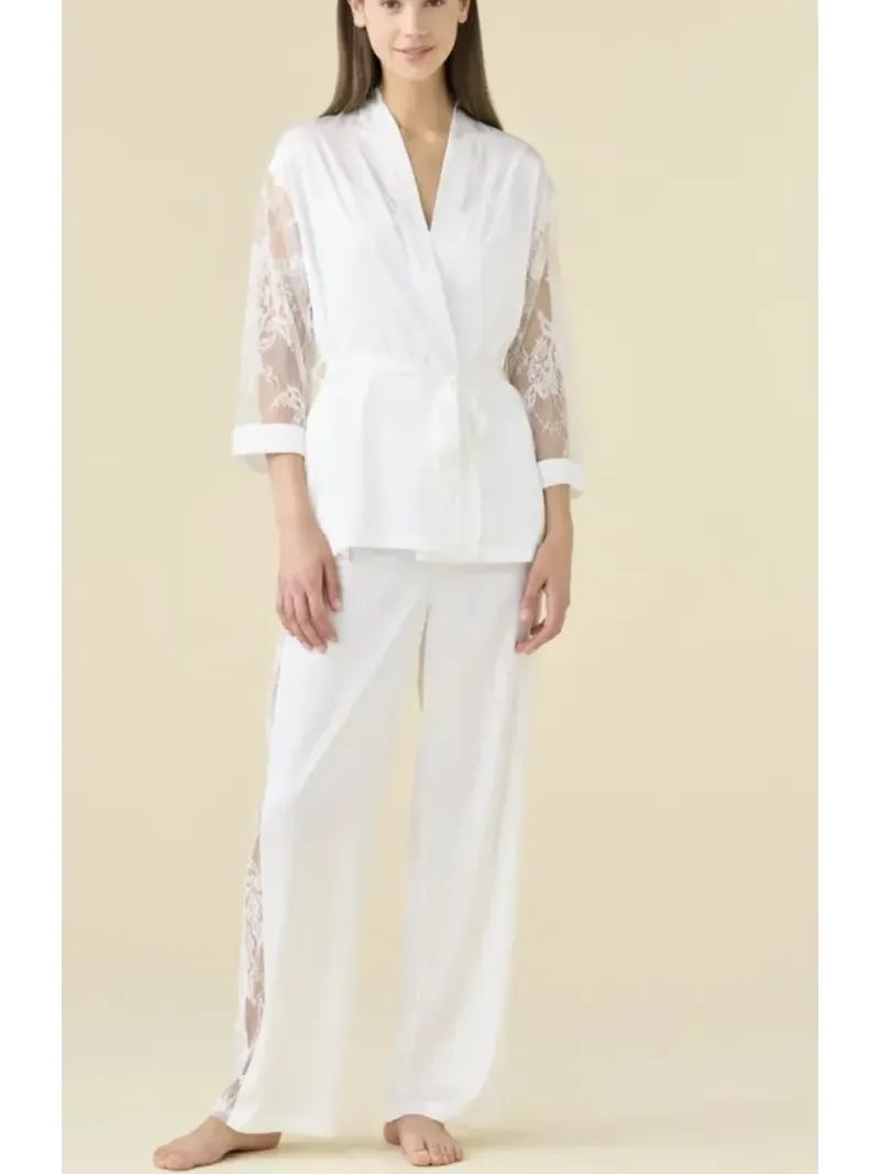 Acquista ora TOP + PANTALONE + KIMONO RASO DONNA NOI DI NOTTE Bride su nonsolointimo1994.com