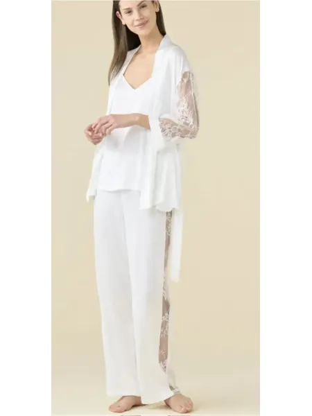Acquista ora TOP + PANTALONE + KIMONO RASO DONNA NOI DI NOTTE Bride su nonsolointimo1994.com 2