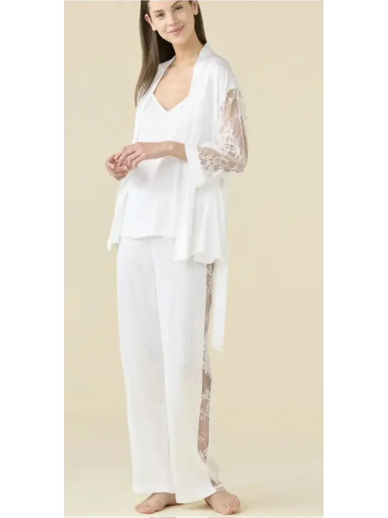 Acquista ora TOP + PANTALONE + KIMONO RASO DONNA NOI DI NOTTE Bride su nonsolointimo1994.com