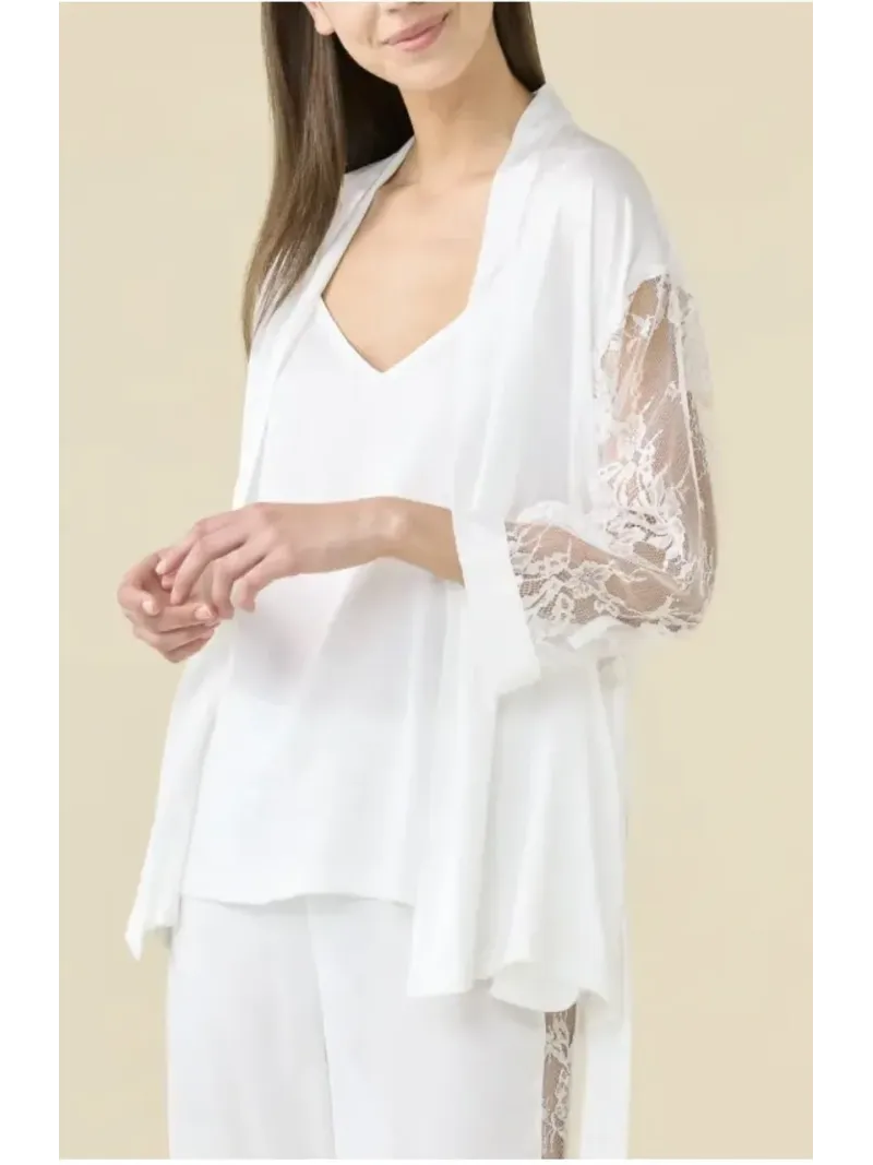 Acquista ora TOP + PANTALONE + KIMONO RASO DONNA NOI DI NOTTE Bride su nonsolointimo1994.com