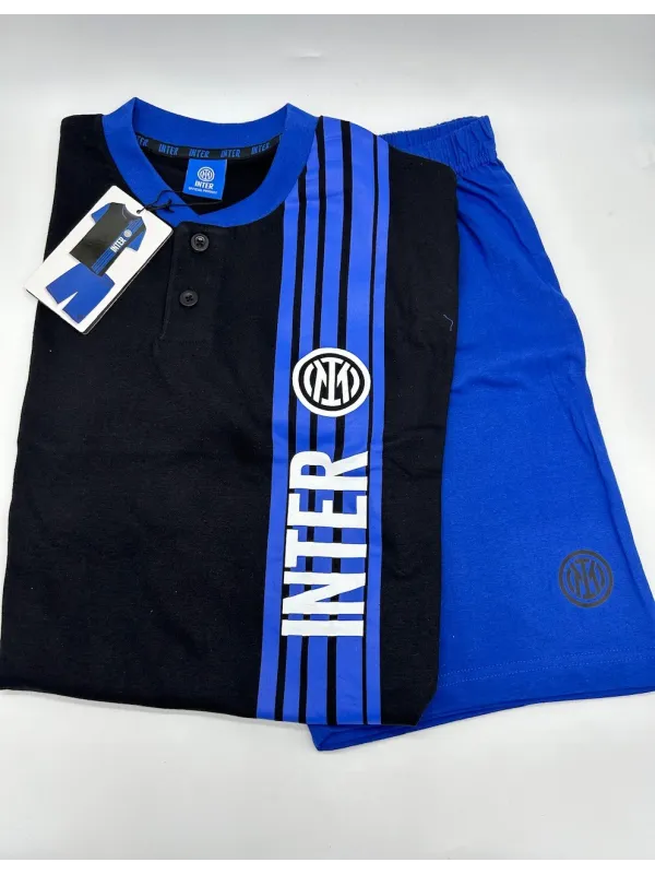 Acquista ora PIGIAMA RAGAZZO SOTTUOMO COTONE 100% MEZZA MANICA PANTALONCINO COLLEZIONE 2025 HERMET FC INTER PGCIJ202065 su nonso