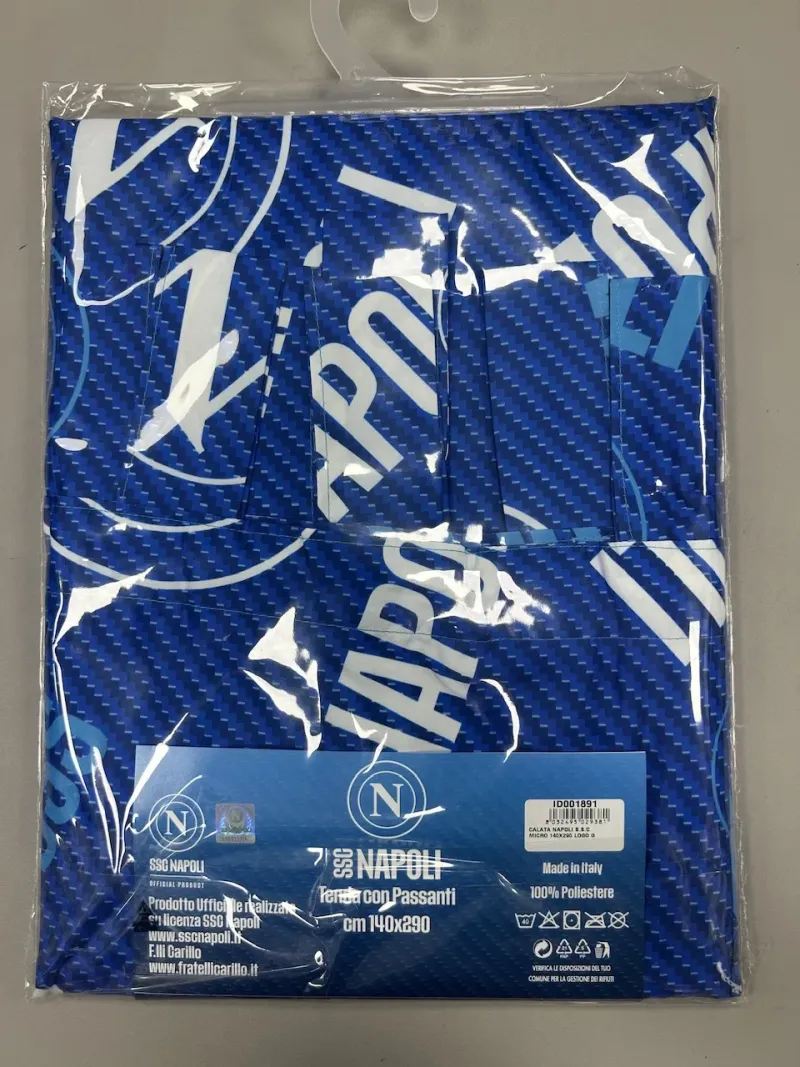 Acquista ora TENDA CALATA CON PASSANTI CARILLO SSC NAPOLI 140x290cm ID1918 su nonsolointimo1994.com