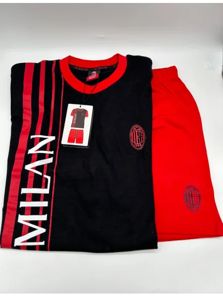Acquista ora PIGIAMA COMPLETO RAGAZZO SOTTUOMO COTONE 100% MEZZA MANICA PANTALONCINO COLLEZIONE 2025 HERMET AC MILAN PGCMJ202035