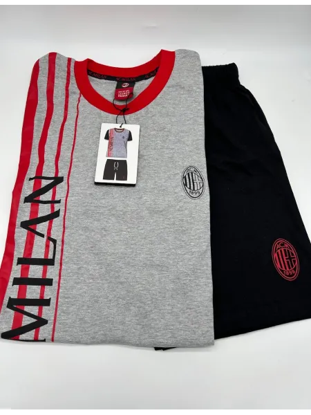 Acquista ora PIGIAMA COMPLETO RAGAZZO SOTTUOMO COTONE 100% MEZZA MANICA PANTALONCINO COLLEZIONE 2025 HERMET AC MILAN PGCMJ202035 2