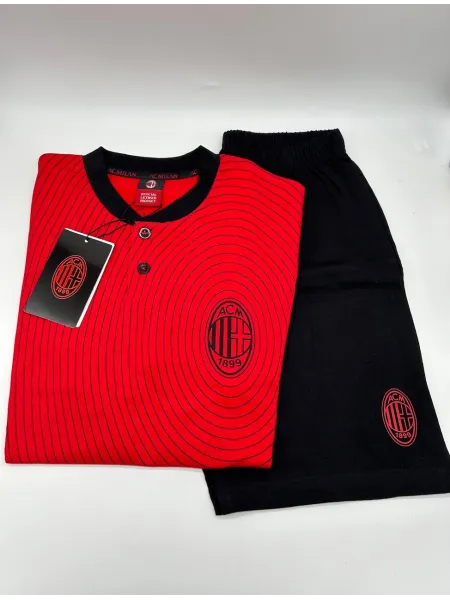 Acquista ora PIGIAMA RAGAZZO SOTTUOMO COTONE 100% MEZZA MANICA PANTALONCINO COLLEZIONE 2025 HERMET AC MILAN PGCMJ202030 su nonso