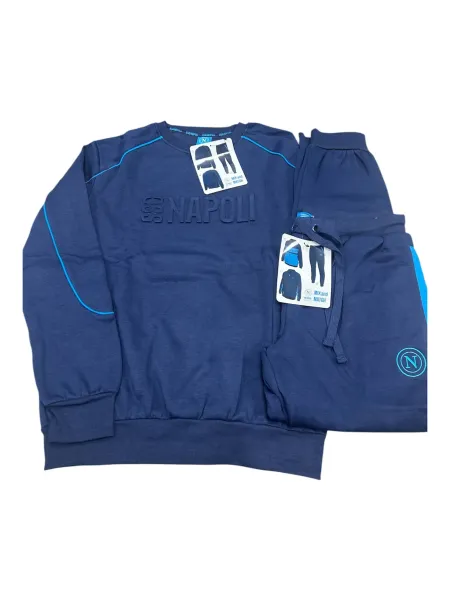 Acquista ora TUTA UOMO DA PASSEGGIO COTONE 100% FRENCH TERRY FULL ZIP COLLECTION 2025 HERMET SSC NAPOLI FLPNF102060 PTLNF102060