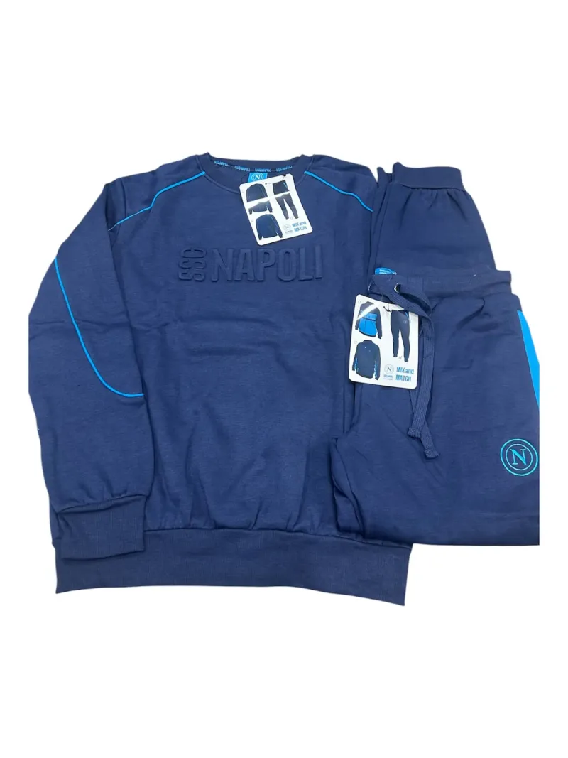 Acquista ora TUTA UOMO DA PASSEGGIO COTONE 100% FRENCH TERRY FULL ZIP COLLECTION 2025 HERMET SSC NAPOLI FLPNF102060 PTLNF102060