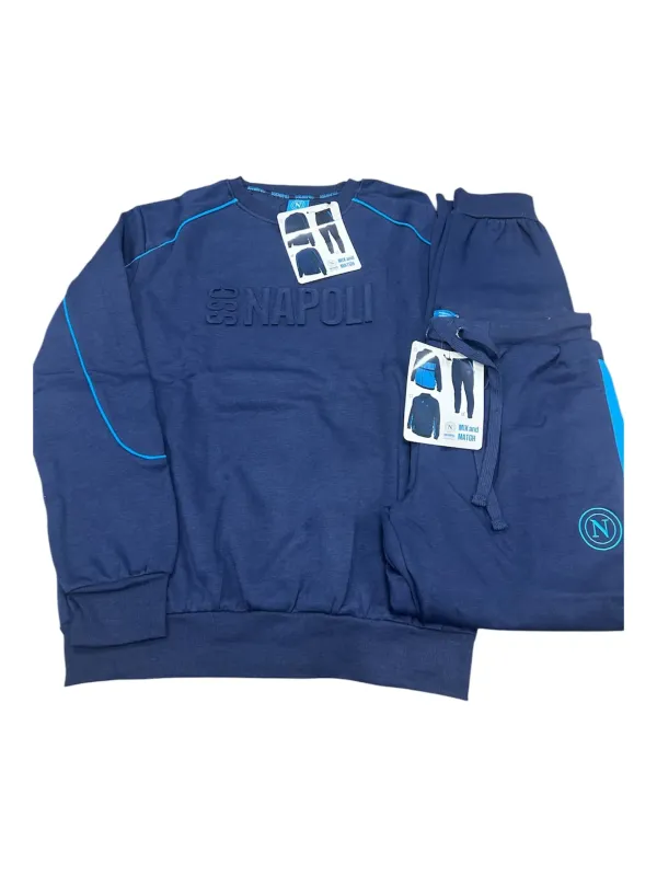 Acquista ora TUTA UOMO DA PASSEGGIO COTONE 100% FRENCH TERRY FULL ZIP COLLECTION 2025 HERMET SSC NAPOLI FLPNF102060 PTLNF102060