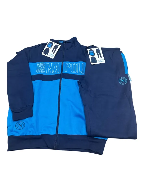 Acquista ora TUTA UOMO DA PASSEGGIO COTONE 100% FRENCH TERRY FULL ZIP COLLECTION 2025 HERMET SSC NAPOLI FLPNF102060 PTLNF102060