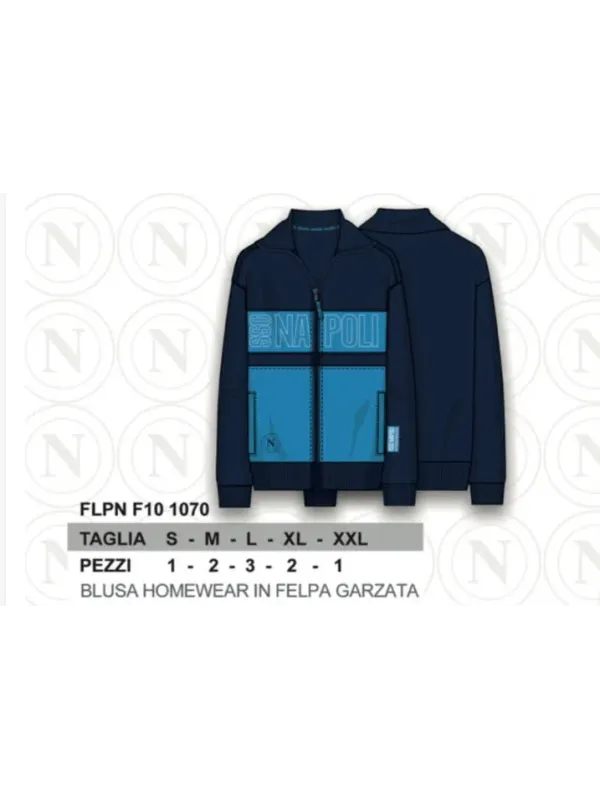 Acquista ora TUTA UOMO DA PASSEGGIO COTONE 100% FRENCH TERRY FULL ZIP COLLECTION 2025 HERMET SSC NAPOLI FLPNF102060 PTLNF102060