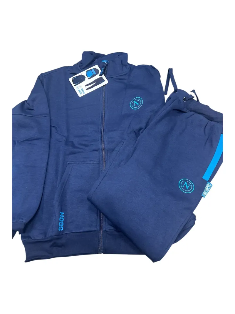 Acquista ora TUTA UOMO DA PASSEGGIO COTONE 100% FRENCH TERRY FULL ZIP COLLECTION 2025 HERMET SSC NAPOLI FLPNF102060 PTLNF102060