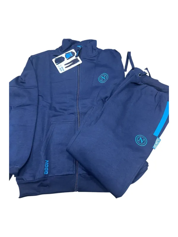 Acquista ora TUTA UOMO DA PASSEGGIO COTONE 100% FRENCH TERRY FULL ZIP COLLECTION 2025 HERMET SSC NAPOLI FLPNF102060 PTLNF102060