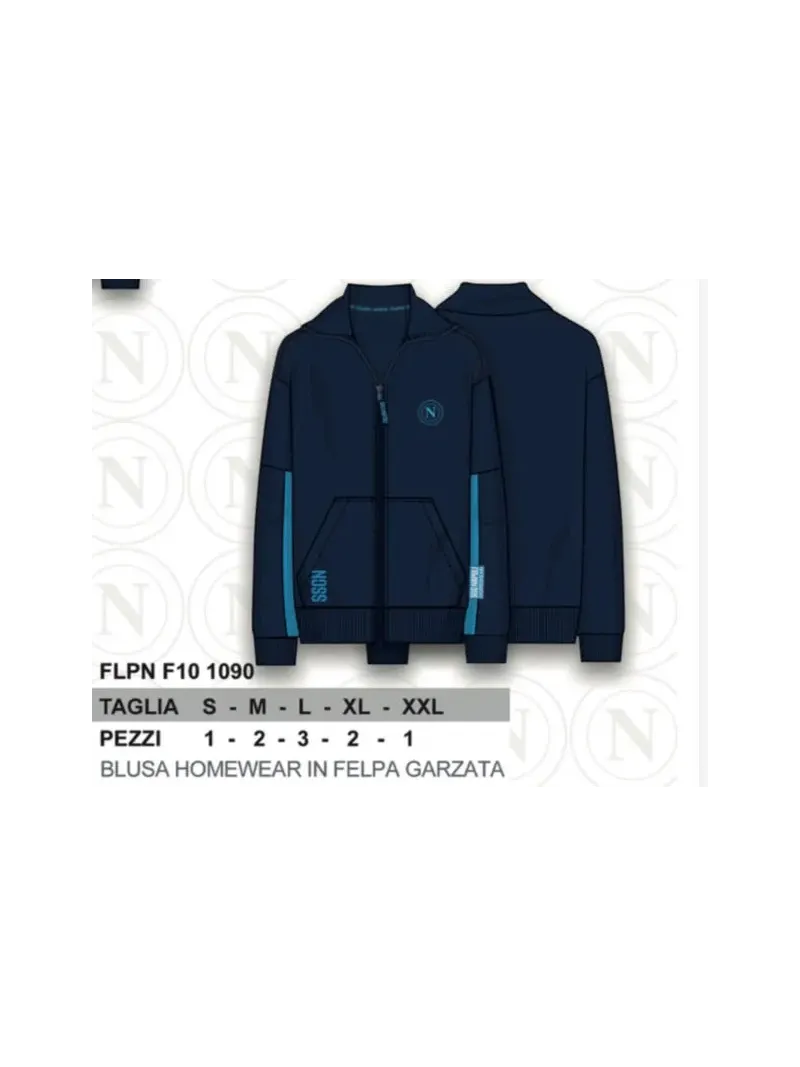 Acquista ora TUTA UOMO DA PASSEGGIO COTONE 100% FRENCH TERRY FULL ZIP COLLECTION 2025 HERMET SSC NAPOLI FLPNF102060 PTLNF102060