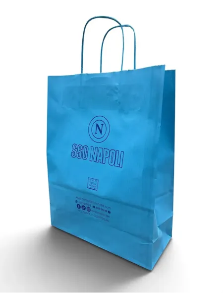 SHOPPER BAG BUSTA DI CARTA REGALO COLORE AZZURRO CON MANICO SSC NAPOLI by Non Solo Intimo 1994