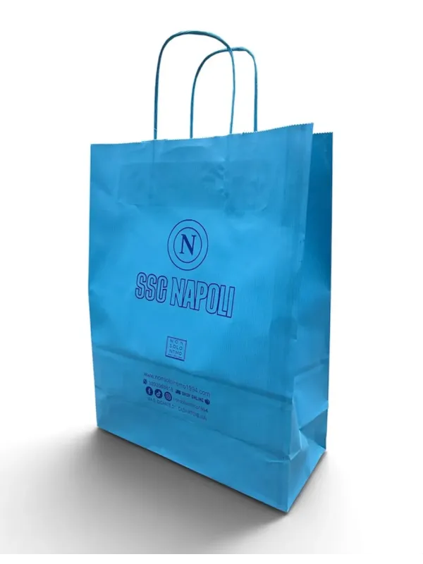 SHOPPER BAG BUSTA DI CARTA REGALO COLORE AZZURRO CON MANICO SSC NAPOLI by Non Solo Intimo 1994