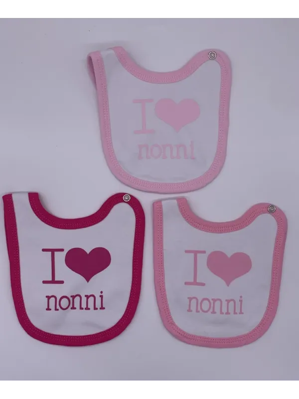 Vendita BAVETTA NEONATO I LOVE NONNI COTONE TENERI BEBE'