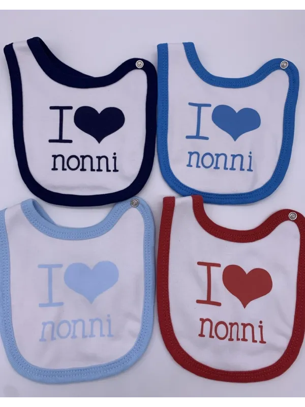 Vendita BAVETTA NEONATO I LOVE NONNI COTONE TENERI BEBE'